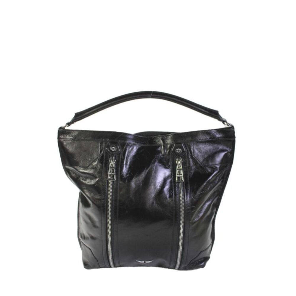 Zadig & Voltaire Womens Leather Zip Up Top Handle Handbag Black
